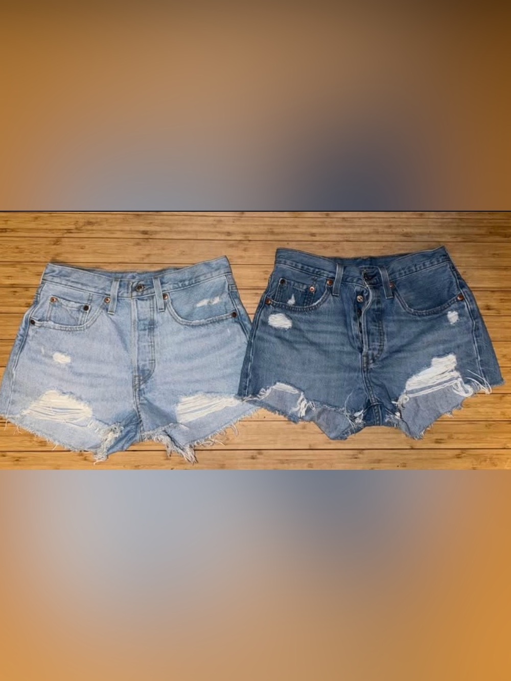 Lot of 2 pair size 26 Levi’s Denim High-Rise Shorts - Light & Dark Wash